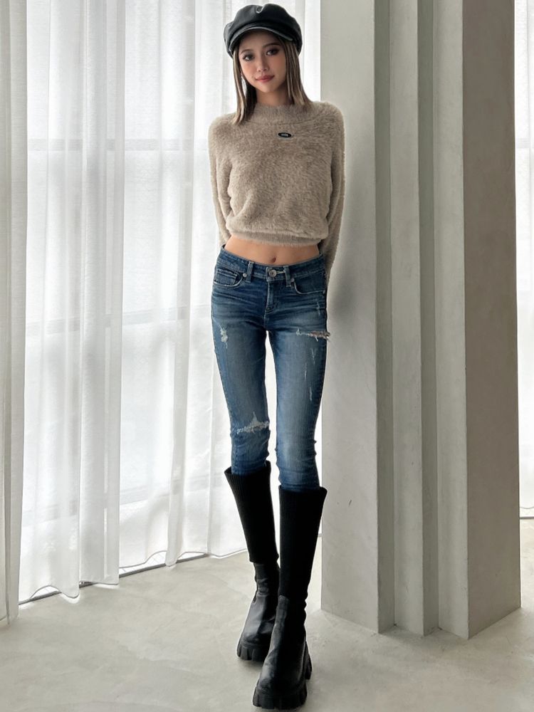 GYDA プレートシャギーニットトップス