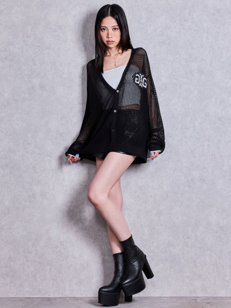 GYDA Symmetry GYDA MESHニットカーディガン