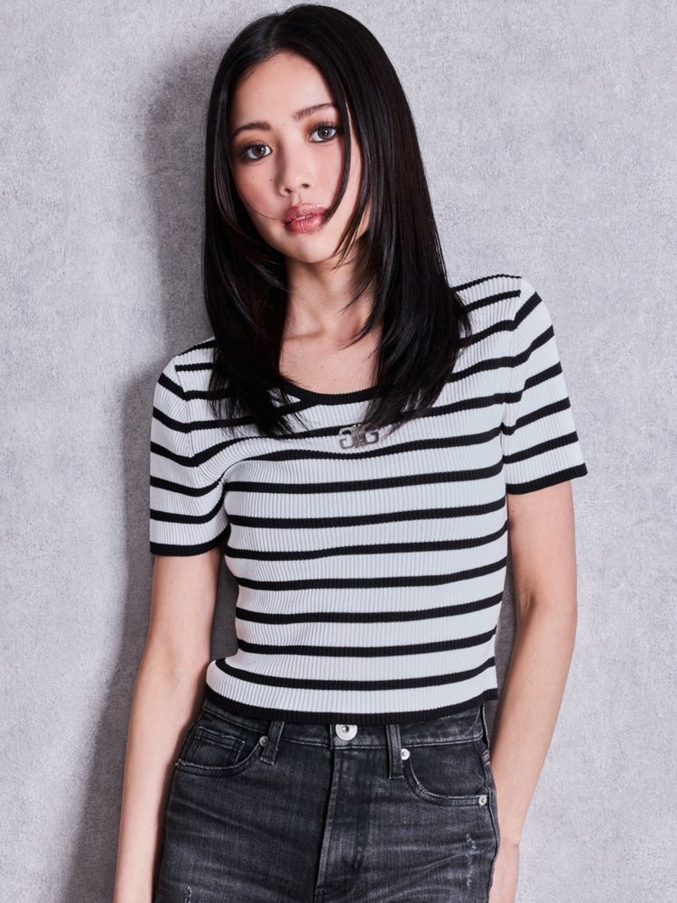 GYDA Symmetry GYDA プレートハーフスリーブニットTOPS
