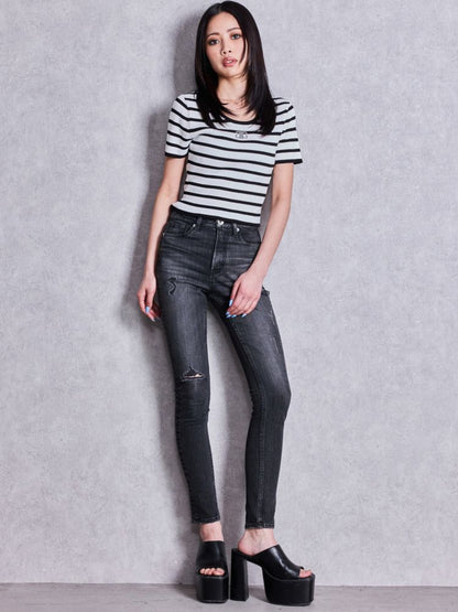 GYDA Symmetry GYDA プレートハーフスリーブニットTOPS