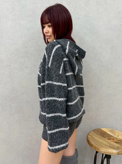 EVRIS オーバーサイズフードニットトップス