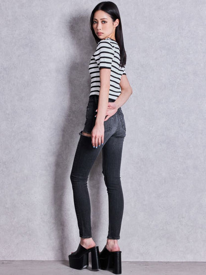 GYDA Symmetry GYDA プレートハーフスリーブニットTOPS