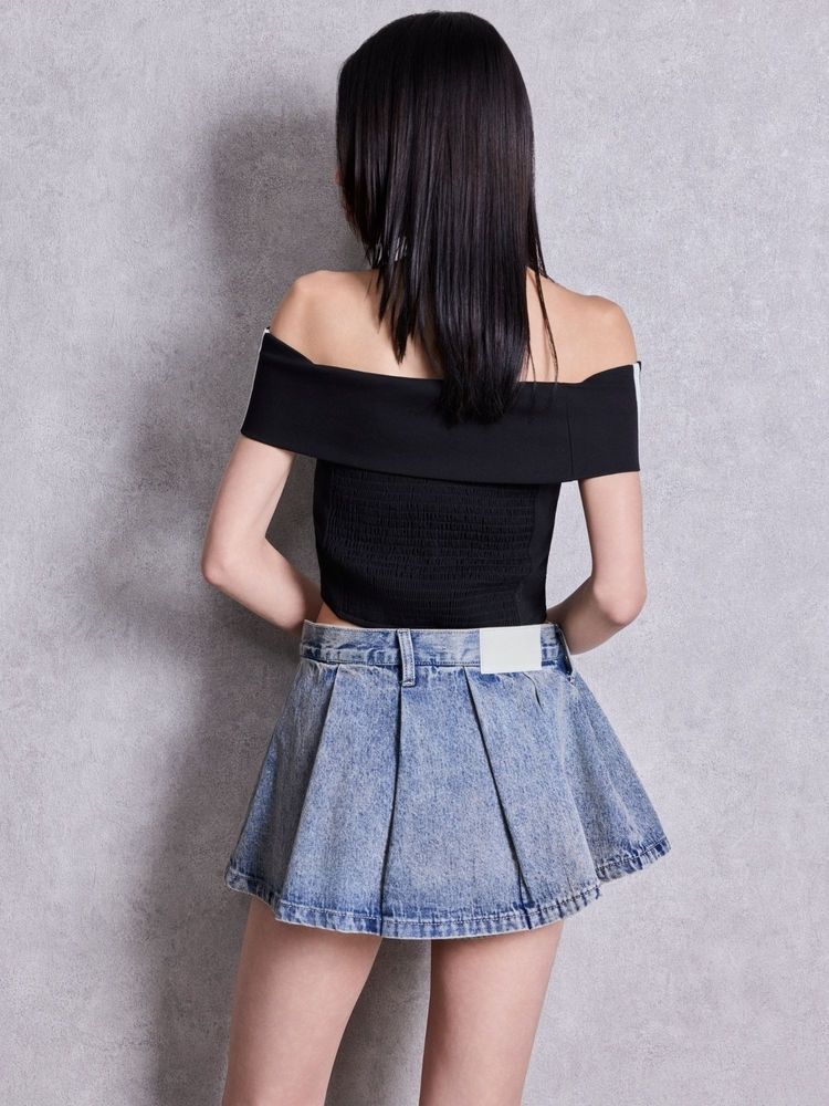 GYDA Gyda bijou サイドラインオフショルショートTOPS
