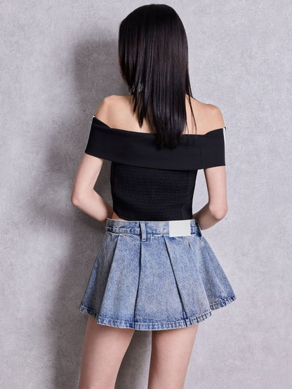 GYDA Gyda bijou サイドラインオフショルショートTOPS