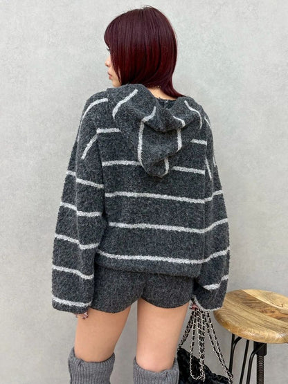 EVRIS オーバーサイズフードニットトップス