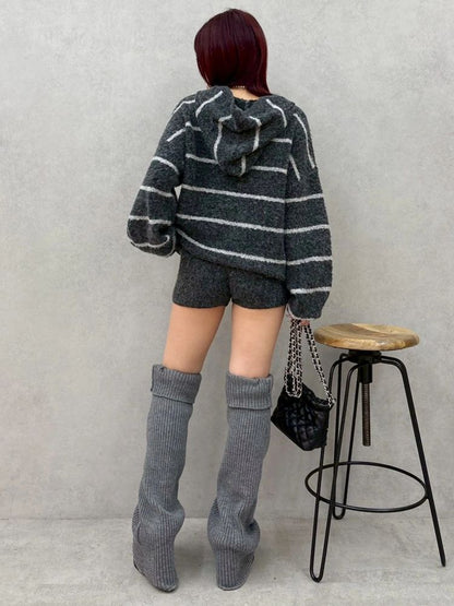 EVRIS オーバーサイズフードニットトップス