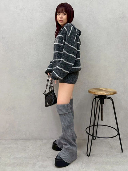 EVRIS オーバーサイズフードニットトップス