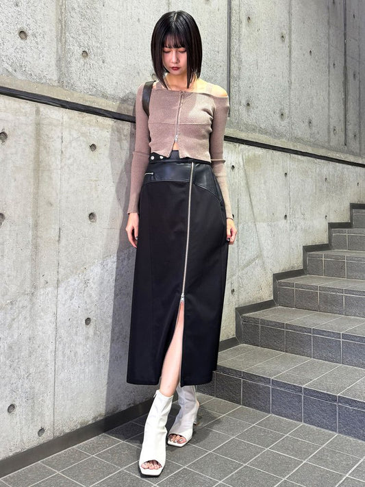 MURUA スリットナローレザースカート