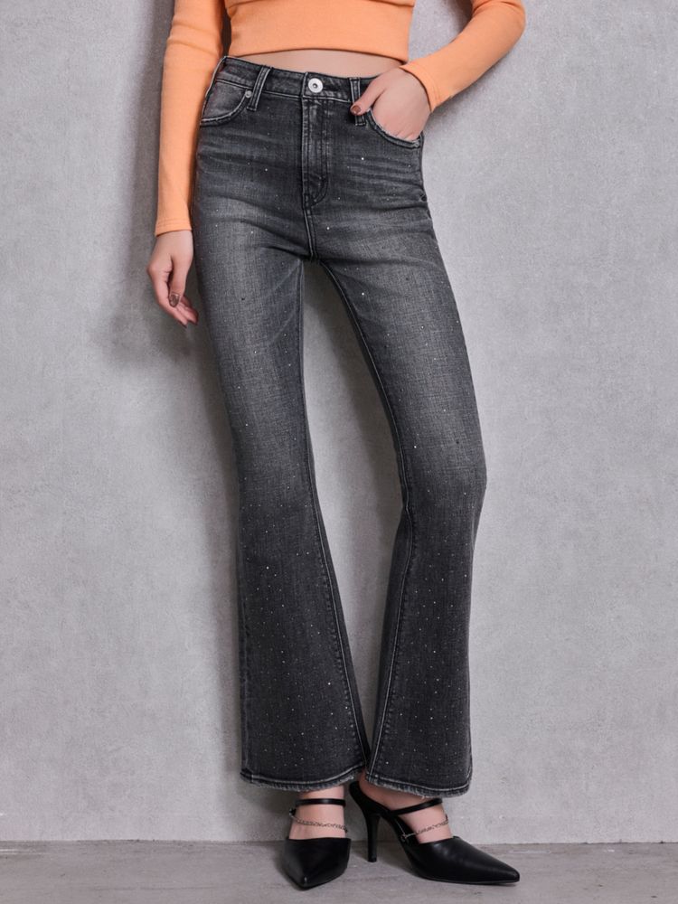 GYDA ハイウエストbijou フレアデニムパンツ