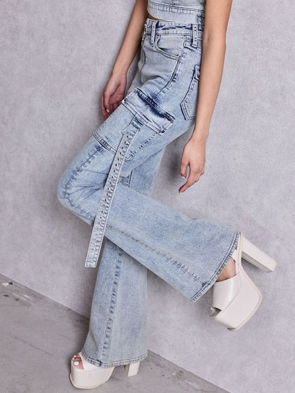 GYDA ハイウエストeacred edge cross ZIPデザインフレアパンツ