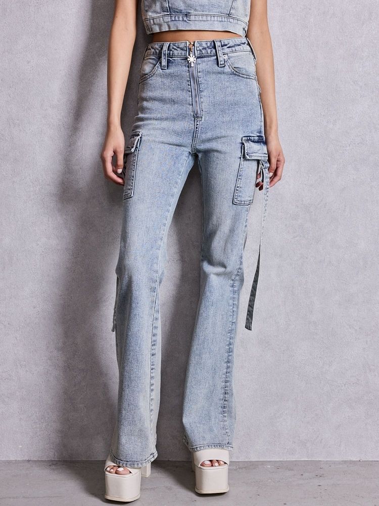 GYDA ハイウエストeacred edge cross ZIPデザインフレアパンツ