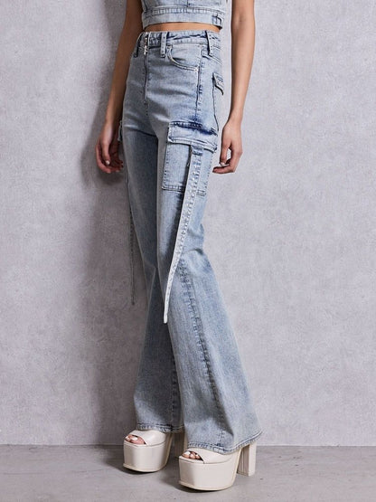 GYDA ハイウエストeacred edge cross ZIPデザインフレアパンツ