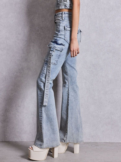 GYDA ハイウエストeacred edge cross ZIPデザインフレアパンツ
