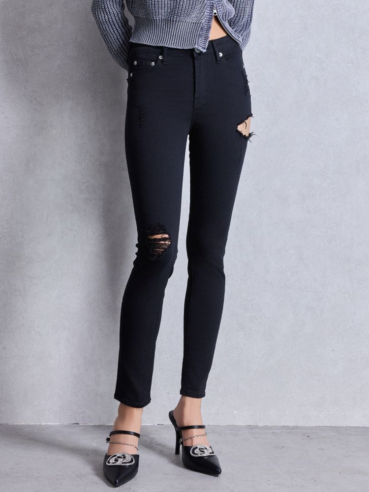 GYDA ミドルウエスト SIDE RIPPEDカラースキニーパンツ