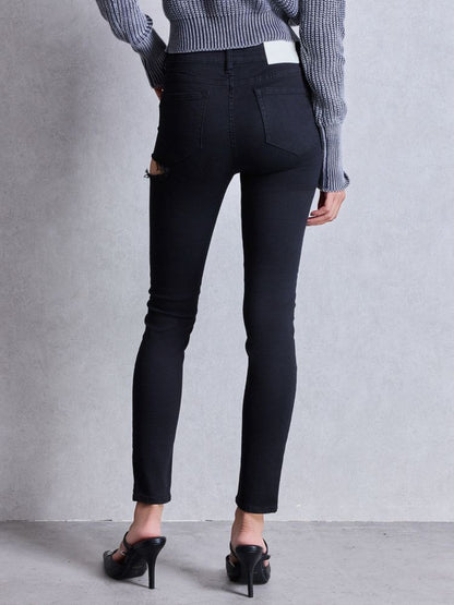 GYDA ミドルウエスト SIDE RIPPEDカラースキニーパンツ