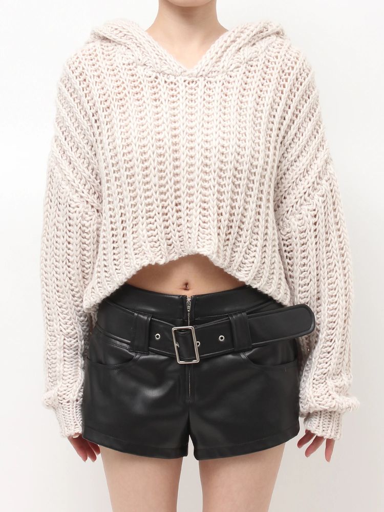 GYDA HANDニットライクショートHOODIE