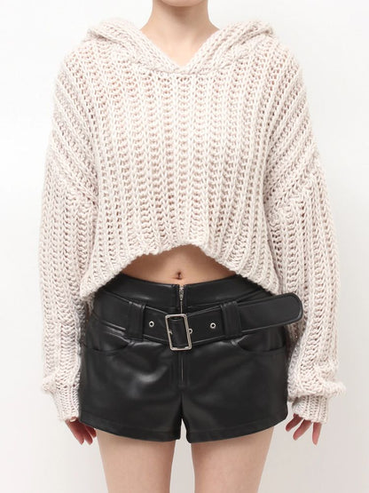 GYDA HANDニットライクショートHOODIE