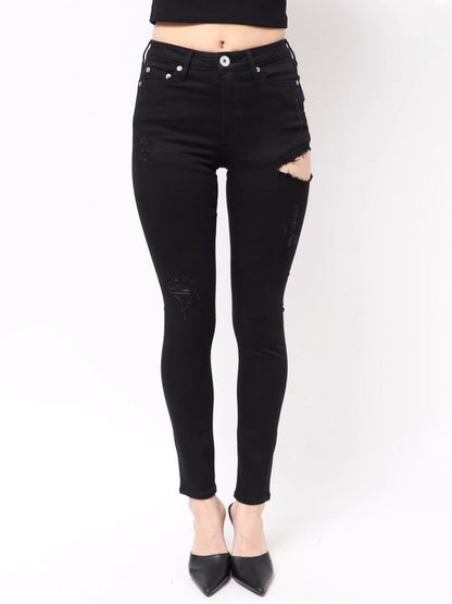 GYDA ミドルウエスト SIDE RIPPEDカラースキニーパンツ