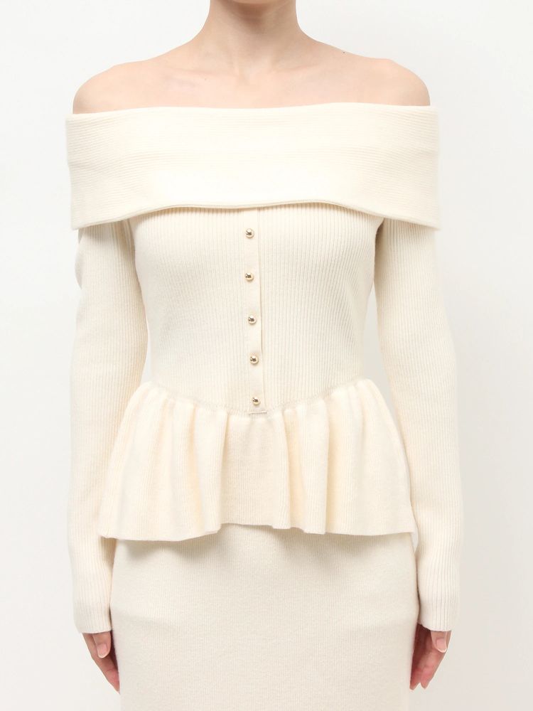 RESEXXY オフショルペプラムニットトップス