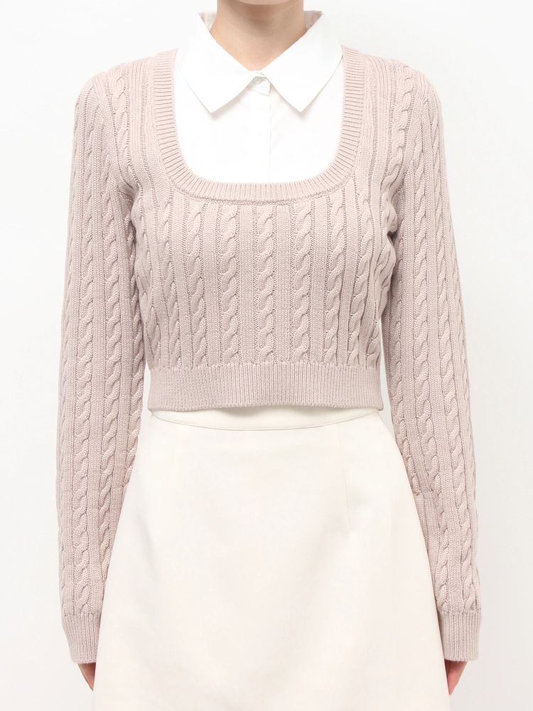 RESEXXY シャツドッキングケーブルニットトップス