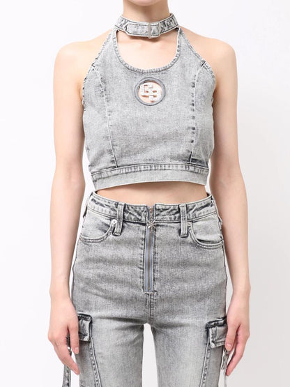 GYDA GG bijou チョーカーデニムショートTOPS