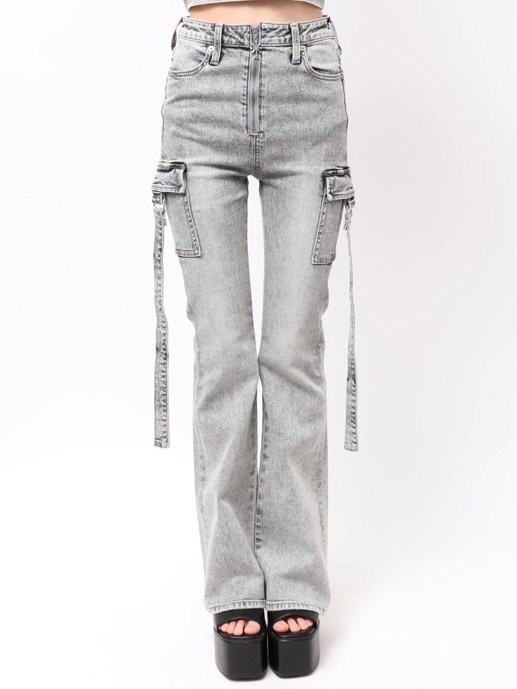 GYDA ハイウエストeacred edge cross ZIPデザインフレアパンツ