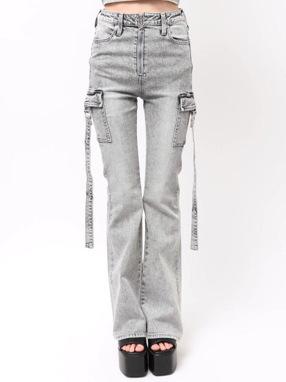 GYDA ハイウエストeacred edge cross ZIPデザインフレアパンツ