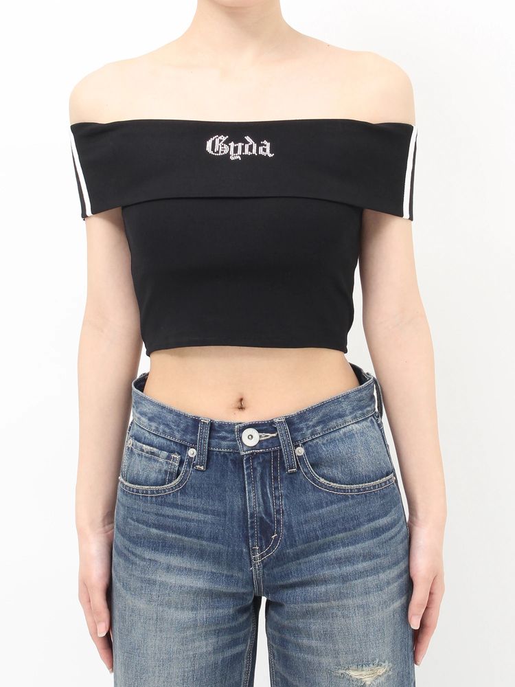 GYDA Gyda bijou サイドラインオフショルショートTOPS