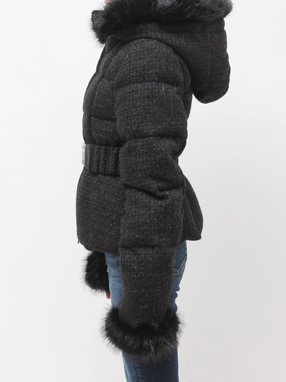 GYDA GG ベルト付き lame tweed ショートダウンコート