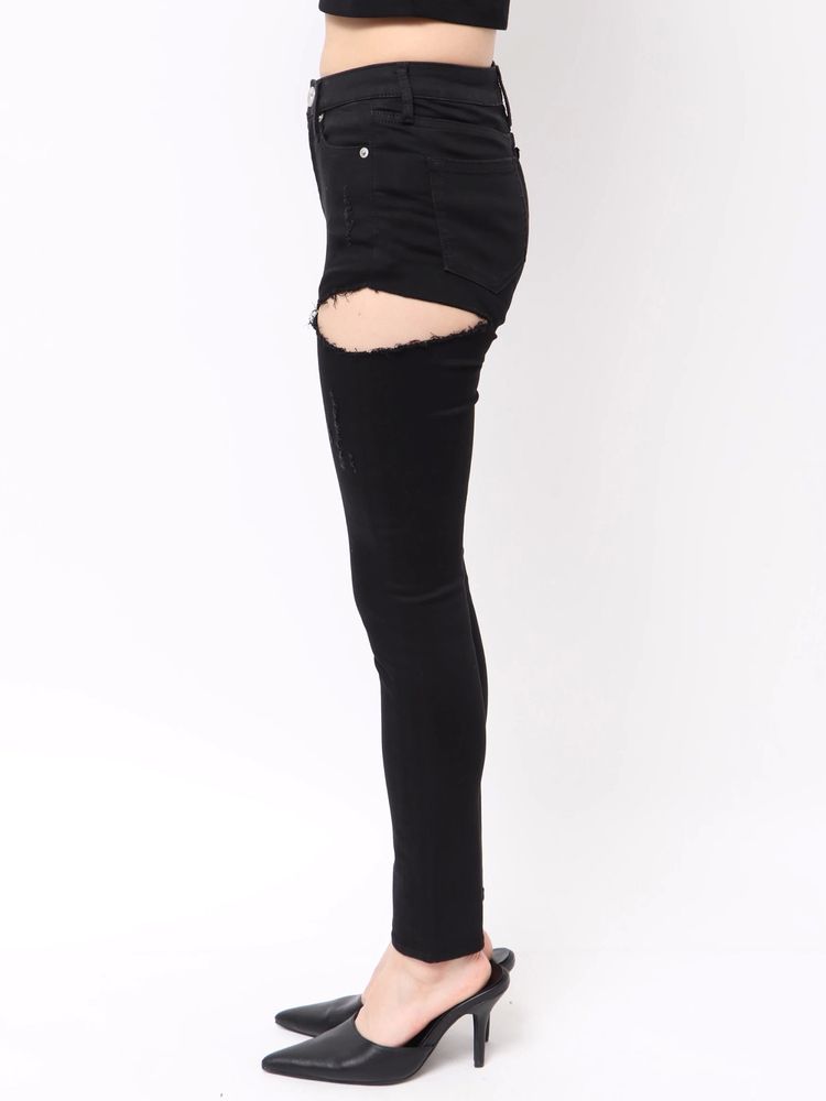 GYDA ミドルウエスト SIDE RIPPEDカラースキニーパンツ