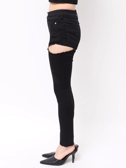 GYDA ミドルウエスト SIDE RIPPEDカラースキニーパンツ