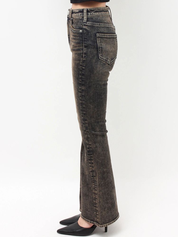 GYDA ハイウエストbijou フレアデニムパンツ