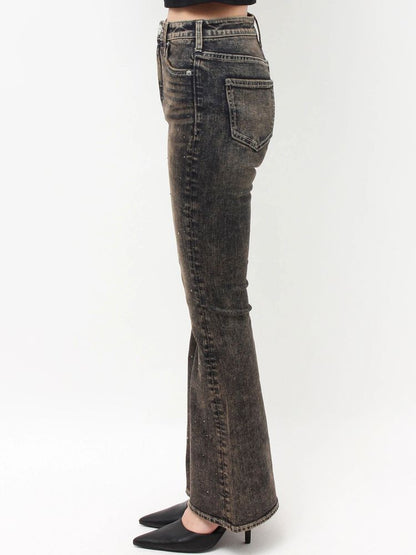 GYDA ハイウエストbijou フレアデニムパンツ