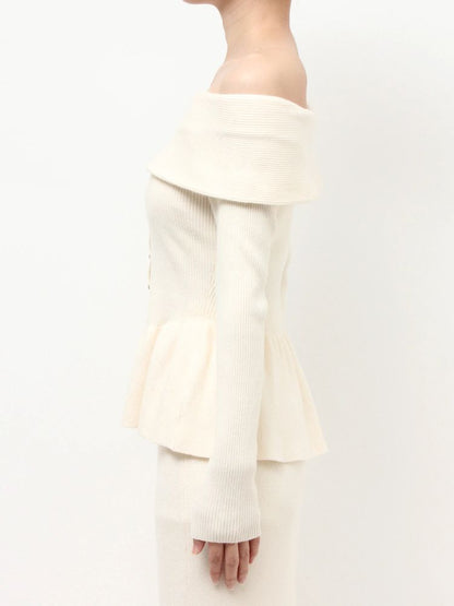 RESEXXY オフショルペプラムニットトップス