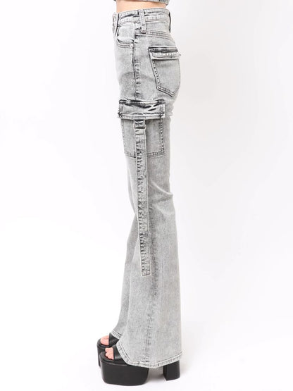GYDA ハイウエストeacred edge cross ZIPデザインフレアパンツ