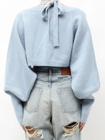 EVRIS ホルターネックビジューアンサンブルニット