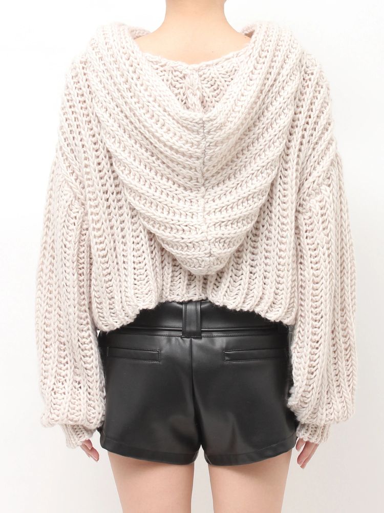 GYDA HANDニットライクショートHOODIE