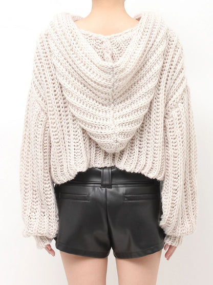 GYDA HANDニットライクショートHOODIE