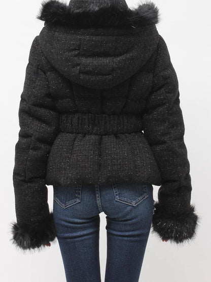 GYDA GG ベルト付き lame tweed ショートダウンコート