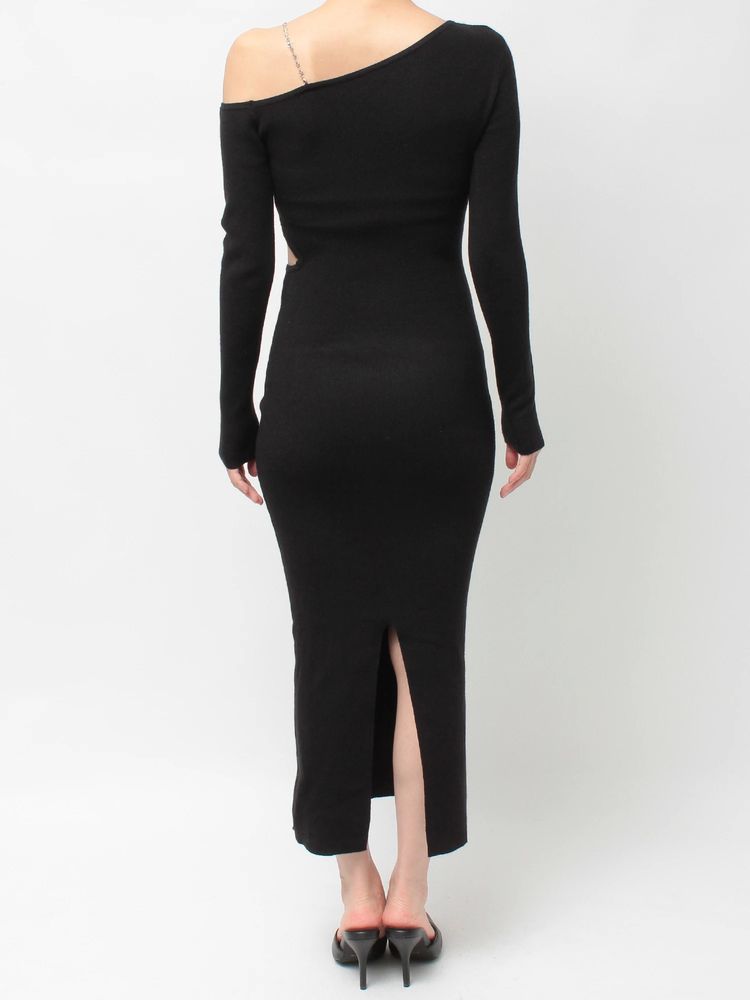 GYDA GG CHAIN LEFT OPEN LONG ニットワンピース