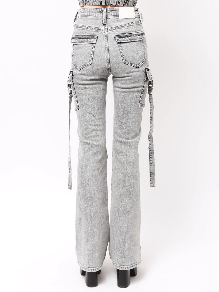 GYDA ハイウエストeacred edge cross ZIPデザインフレアパンツ