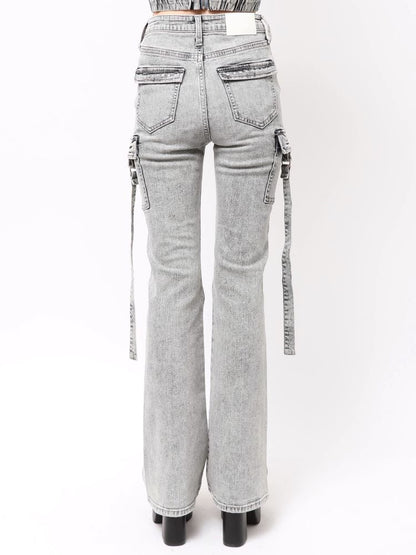 GYDA ハイウエストeacred edge cross ZIPデザインフレアパンツ