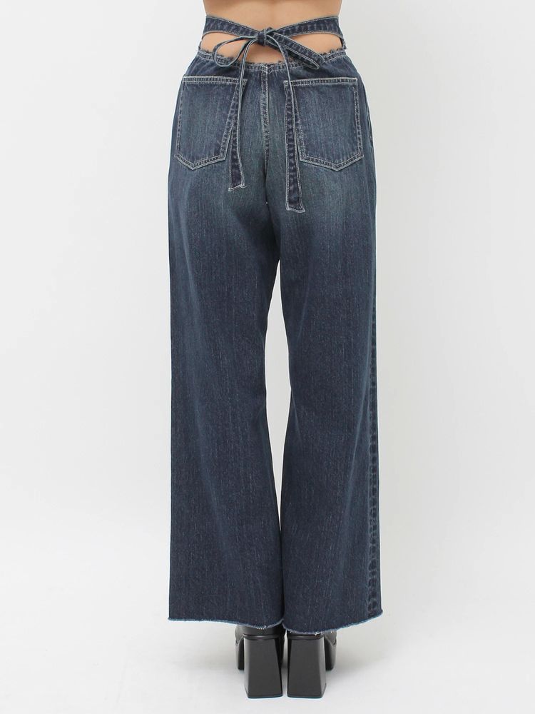 EVRIS バックリボンワイドデニムパンツ