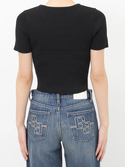 GYDA Symmetry GYDA プレートハーフスリーブニットTOPS