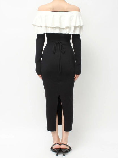 RESEXXY フリルタイトニットワンピース