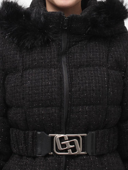 GYDA GG ベルト付き lame tweed ショートダウンコート
