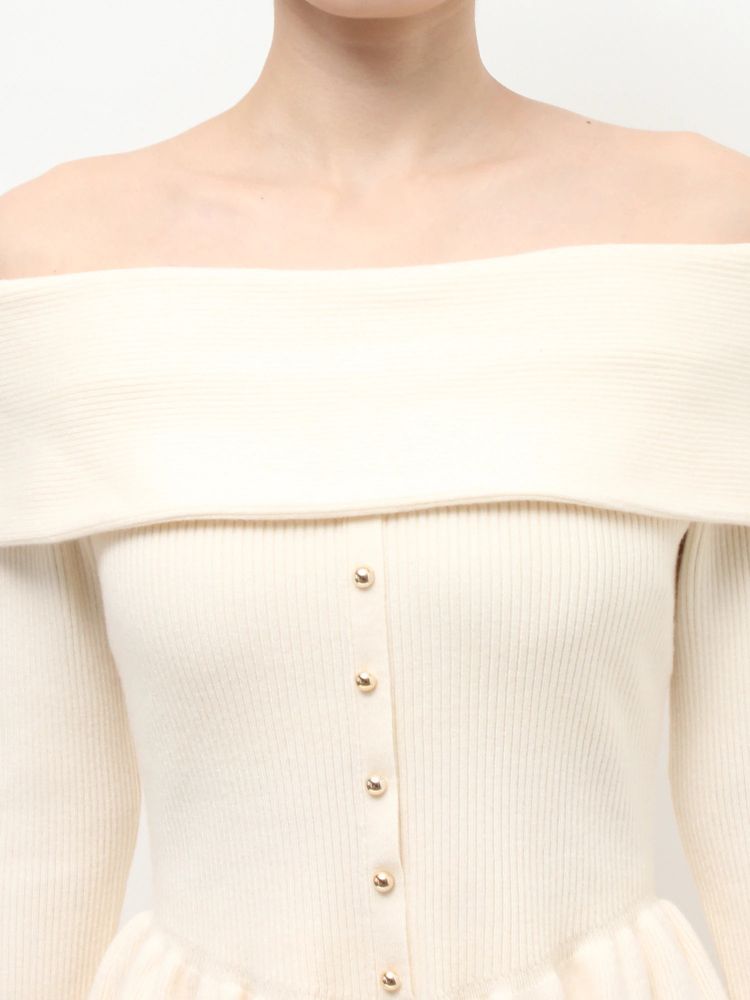 RESEXXY オフショルペプラムニットトップス