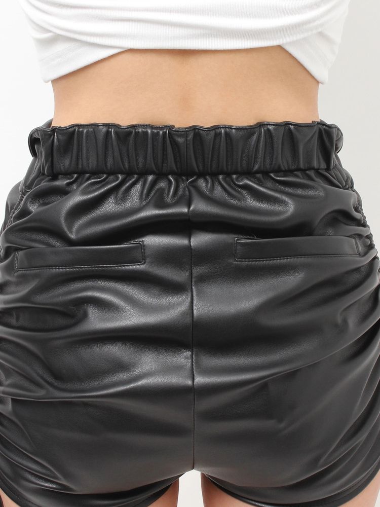 GYDA GG drawstring fake leather ショートパンツ