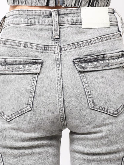 GYDA ハイウエストeacred edge cross ZIPデザインフレアパンツ