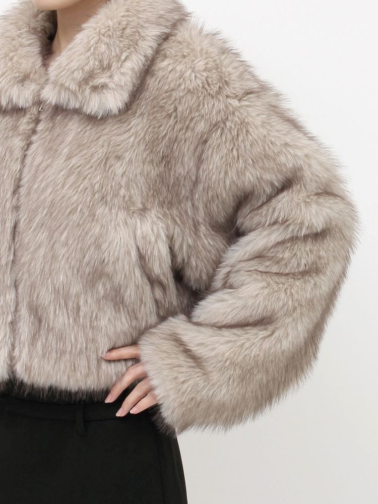 EVRIS フェイクファーショートブルゾン